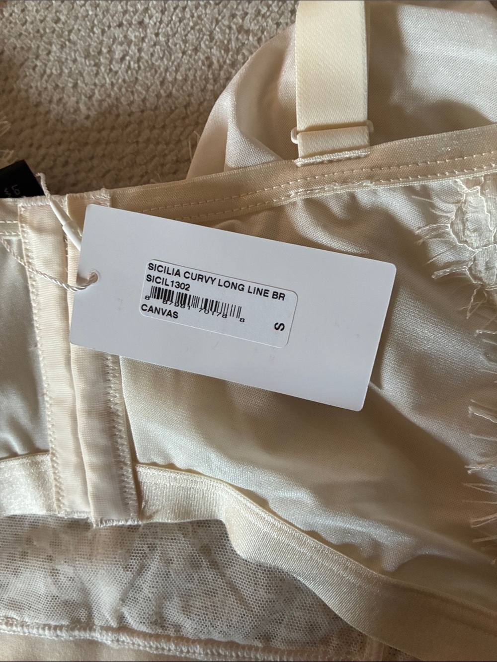 Cosabella Cream Lace Sicilia Longline Bralette Canvas Curvy Small M NWT - Picture 3 of 4
